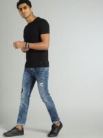 Men Solid Round Neck Cotton Black T-Shirt