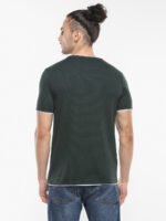 Men Solid Round Neck Popcorn Cotton Green T-Shirt